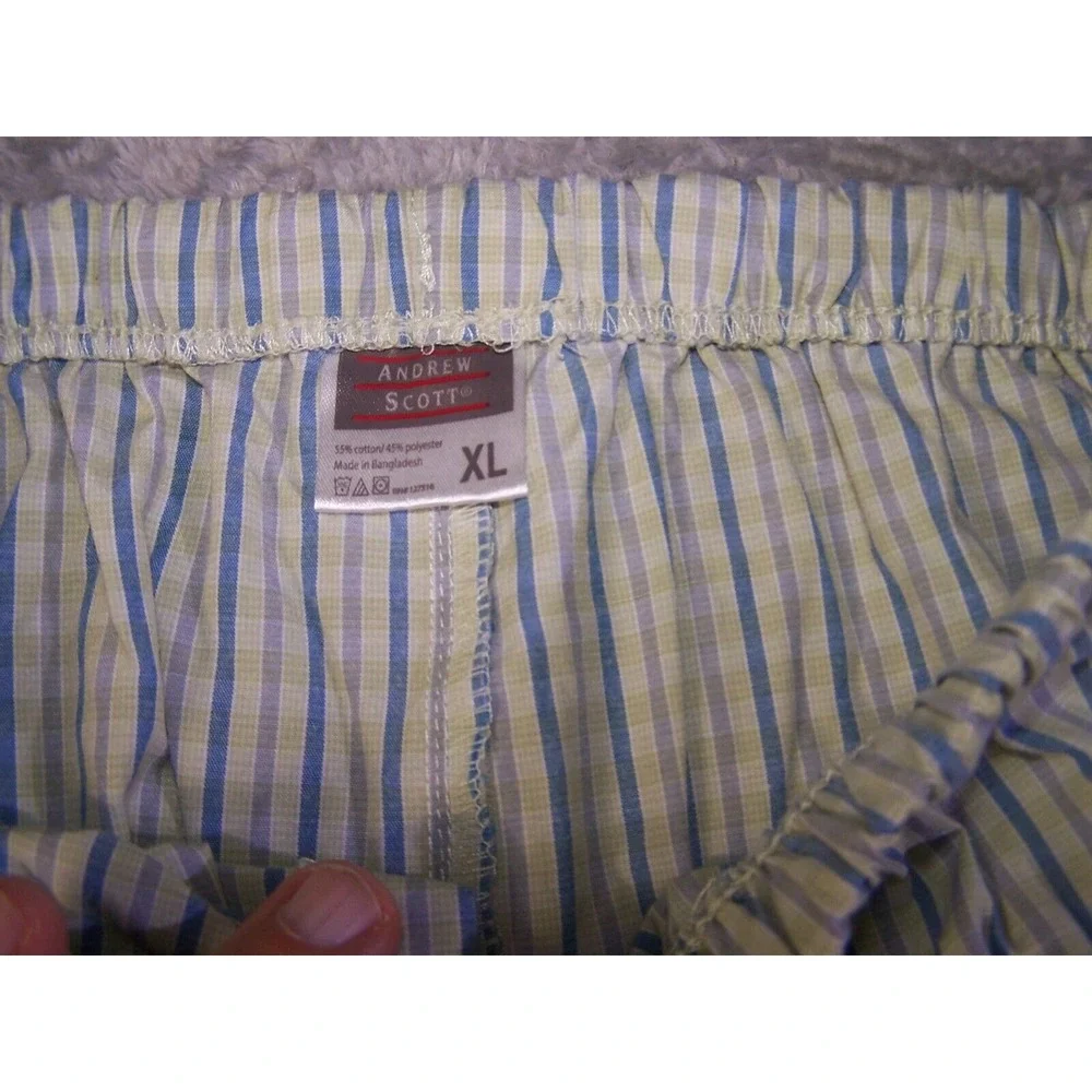 Andrew Scott Shorts Men's XL 32X10 Boxer Plaid Yellow‎ Blue Pre-Owned
